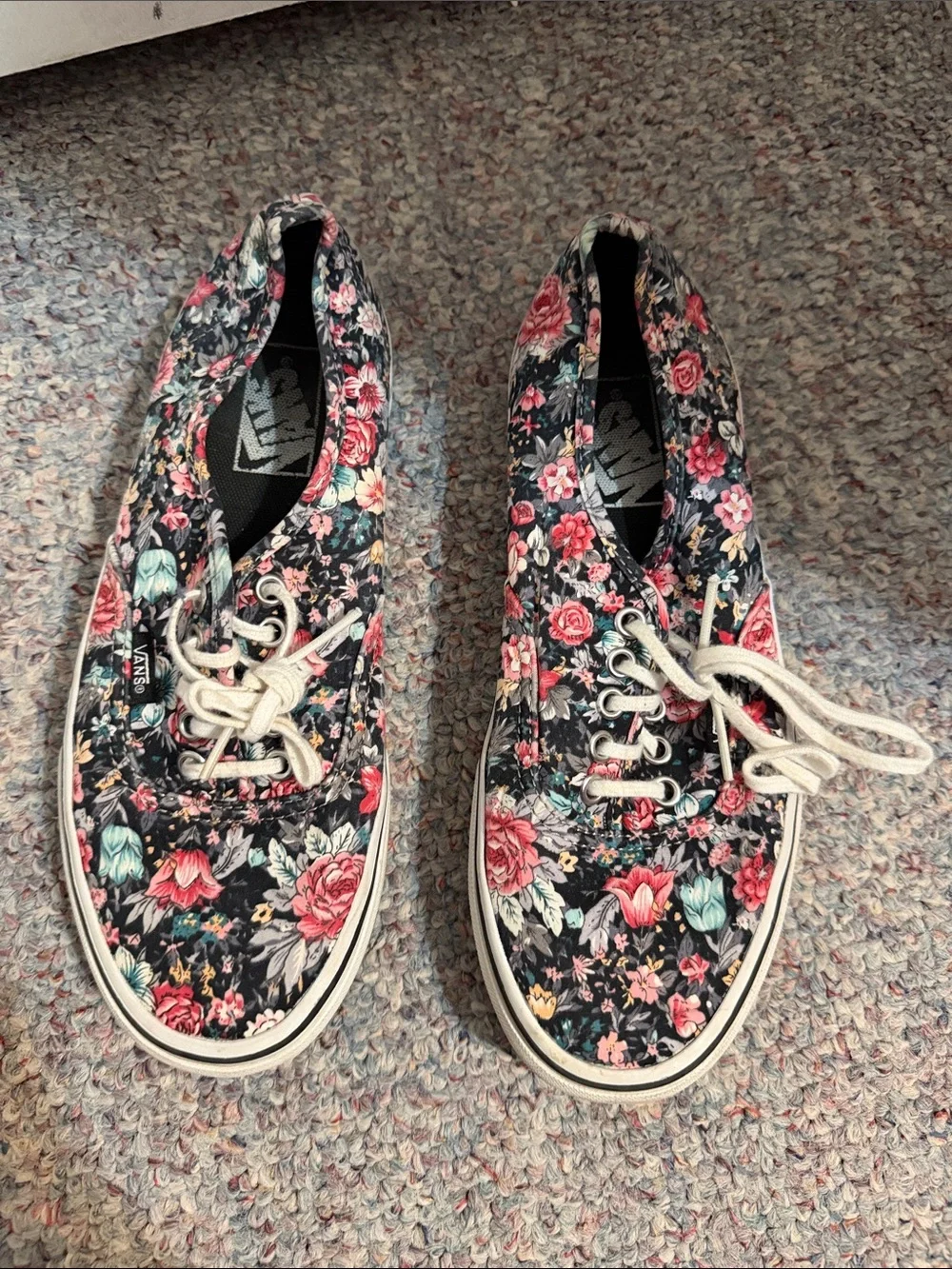 Vans Black Floral Canvas Lace-Up Sneakers - Multi